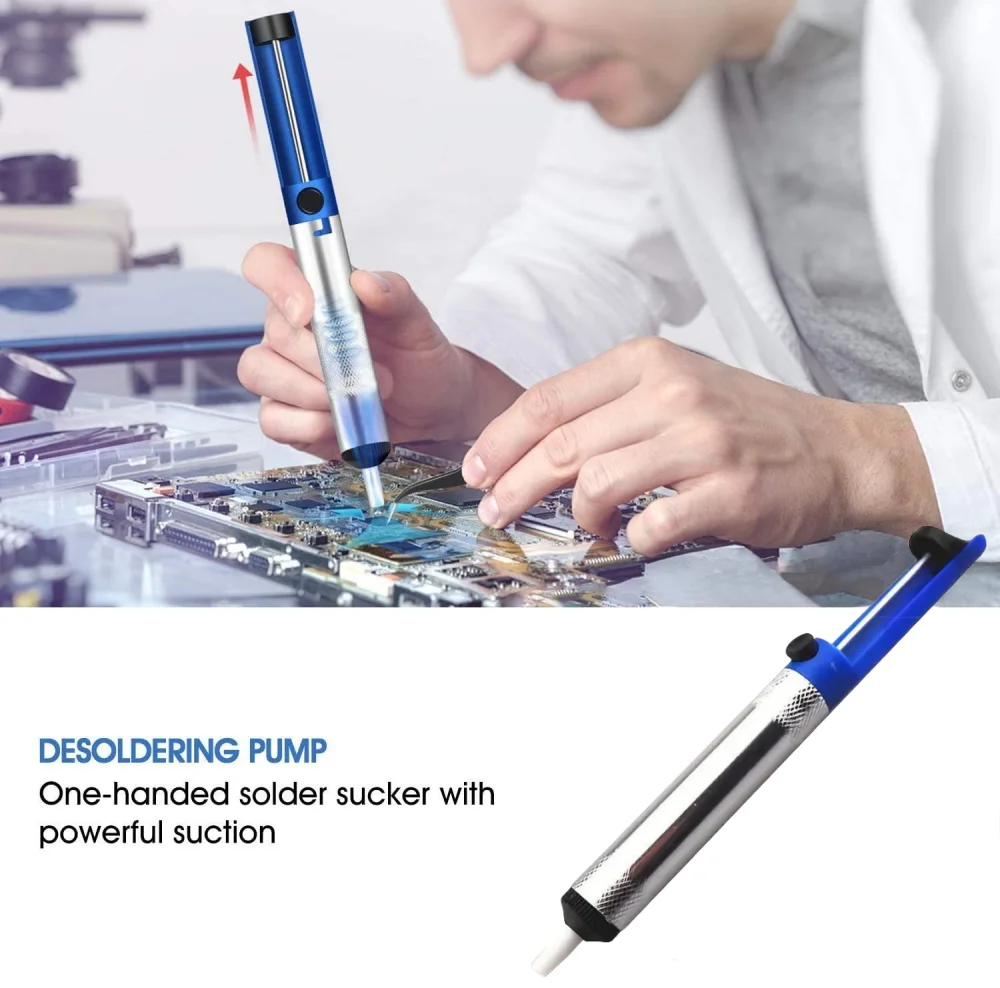 Desoldering Pump Solder - ปากกาดูดตะกั่วแบบสุญญากาศ ปั๊มดูดตะกั่วอลูมิเนียม ปืนดูดตะกั่ว เครื่องมือเชื่อมและถอดตะกั่ว ﻿