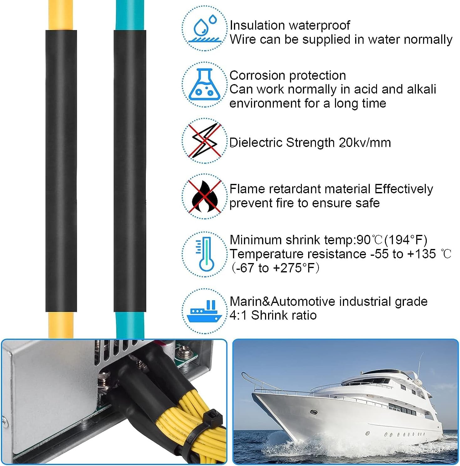 2M ท่อหดความร้อน 4:1 กาวติดผนั - Heat Shrink Tubing บทวิจารณ์และราคา